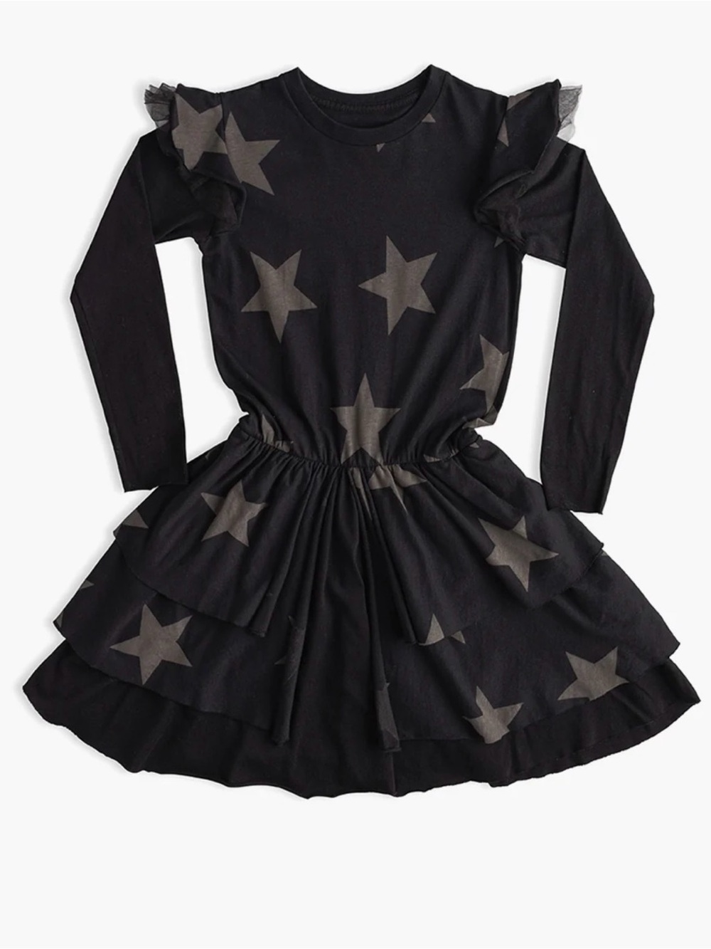 nununu Girls Star Multi Layered Black Dress size 6-7